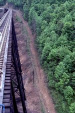 Airborne on the Trace Fork trestle